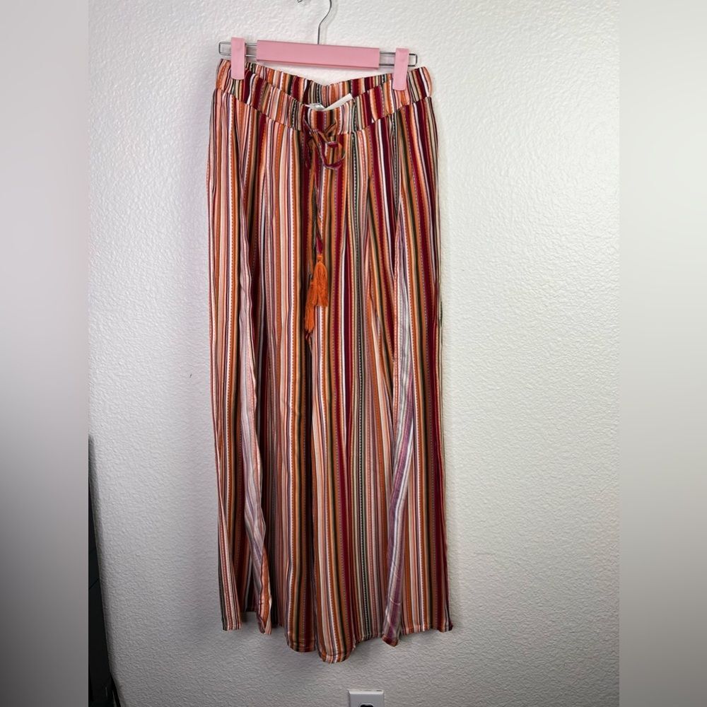 Seven7 stripped open palazo pants